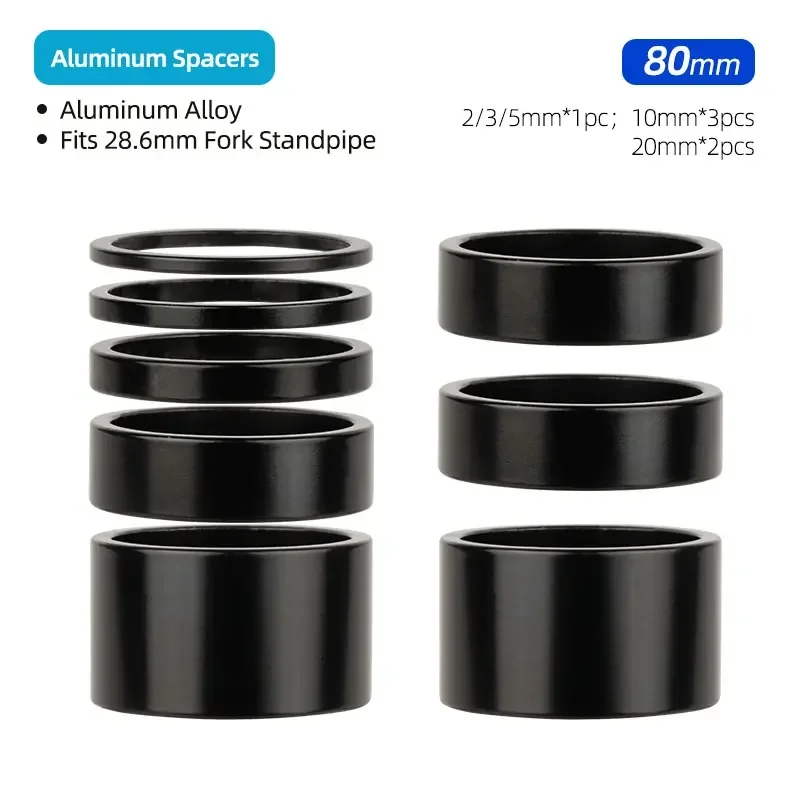 Aluminium-Abstandshalter 1-1/8 Zoll 28,6 mm Fahrrad-Vorderradgabel Standrohr Headset Vorbau Legierung Unterlegscheibe Multi-Size-Höhenlenker Rise-up-Einstellung