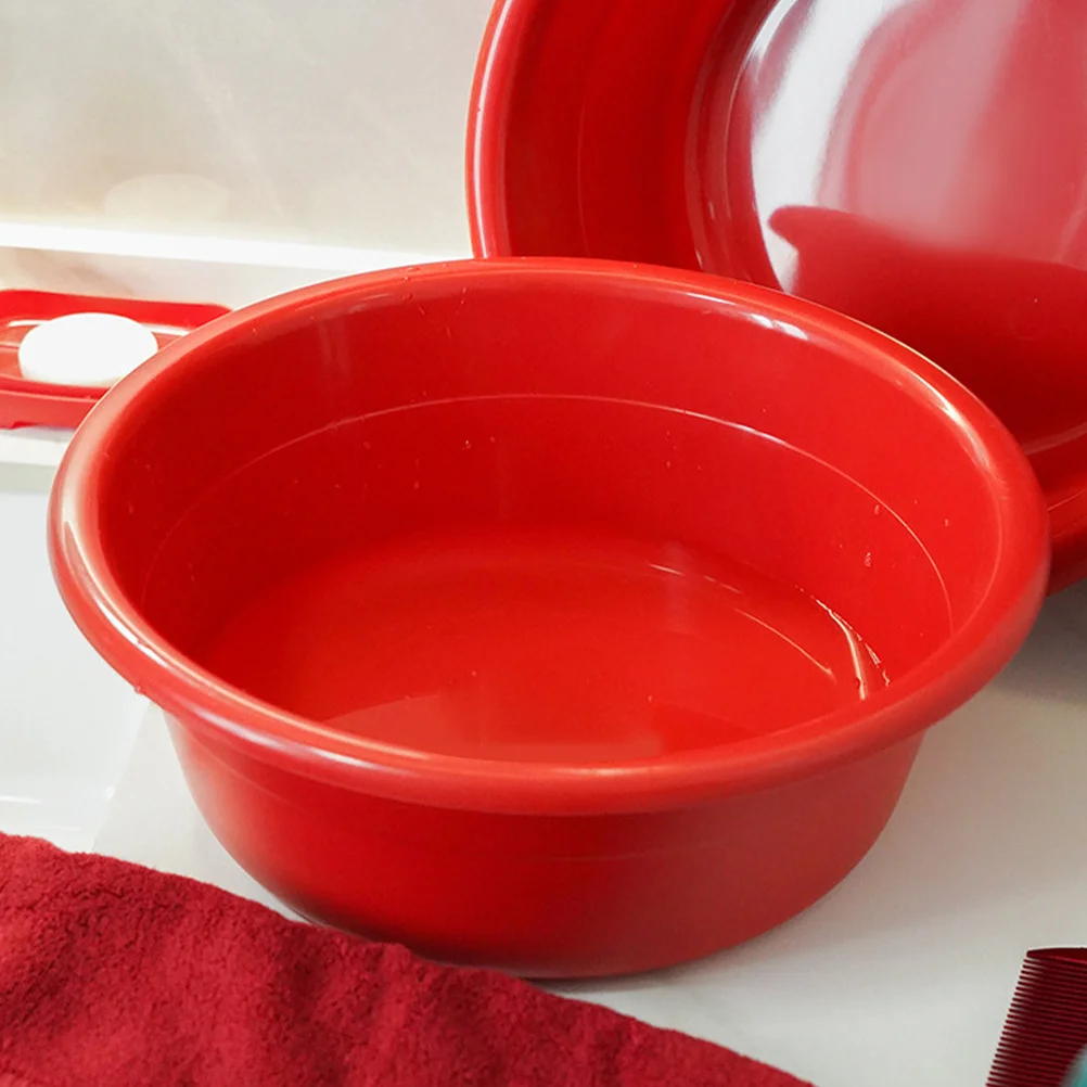 

Red Plastic Thickened Washbasin Face Cleansing Basin Multipurpose Bathroom Salon Use Durable Smooth Surface Wash Basin