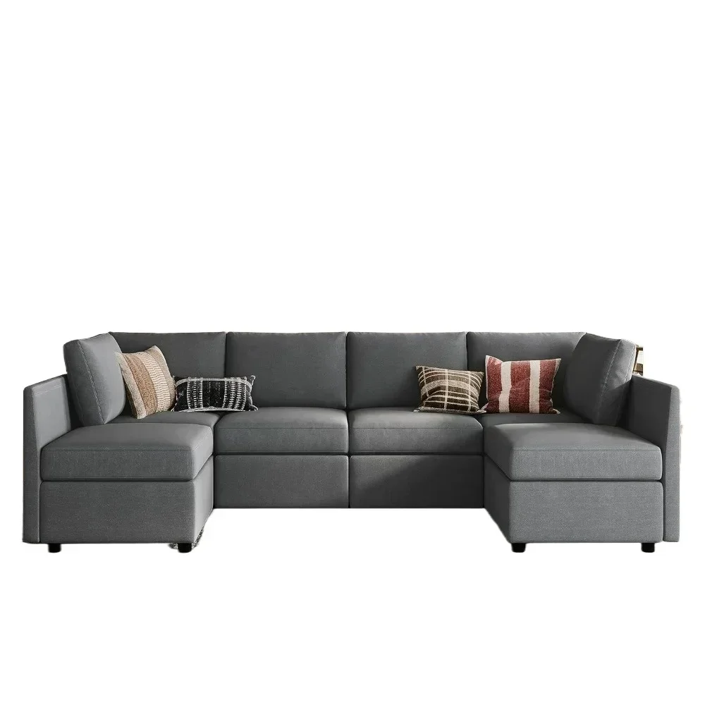 

Диван для гостиной, секционный диван U-образной формы с местом для хранения вещей, пена с эффектом памяти, 6-местный шезлонг, диван для гостиной