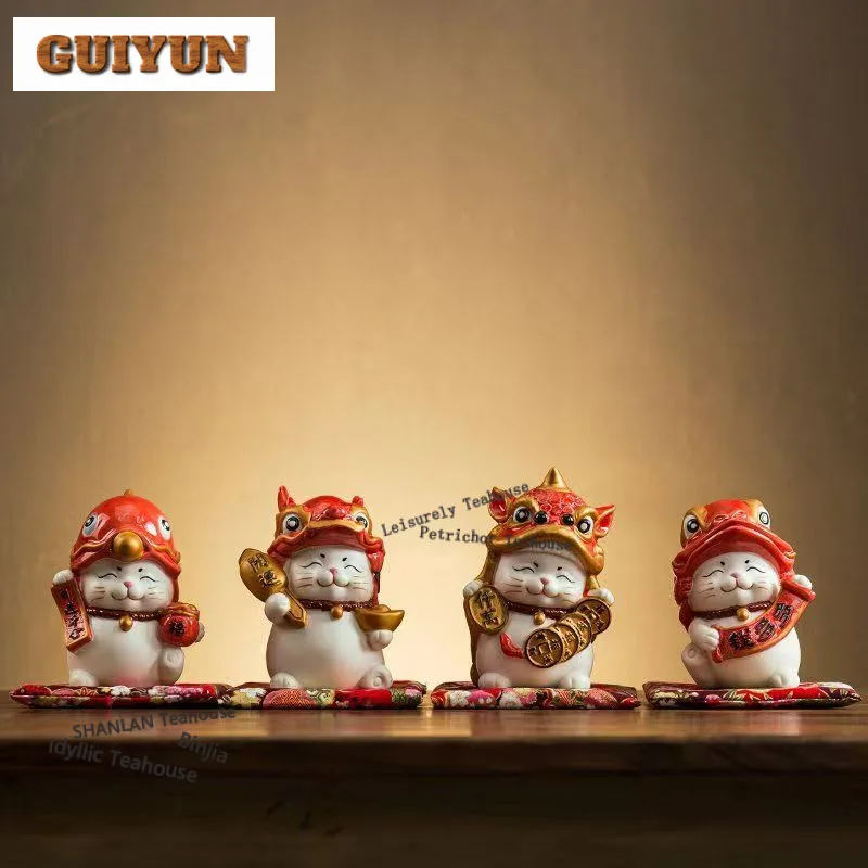 Money Drawing Lucky Cat Tea Pet Creative Flowerpot Landscaping Tea Figurine Play Toys Tea Statue Ornaments Craftsmanship Craft