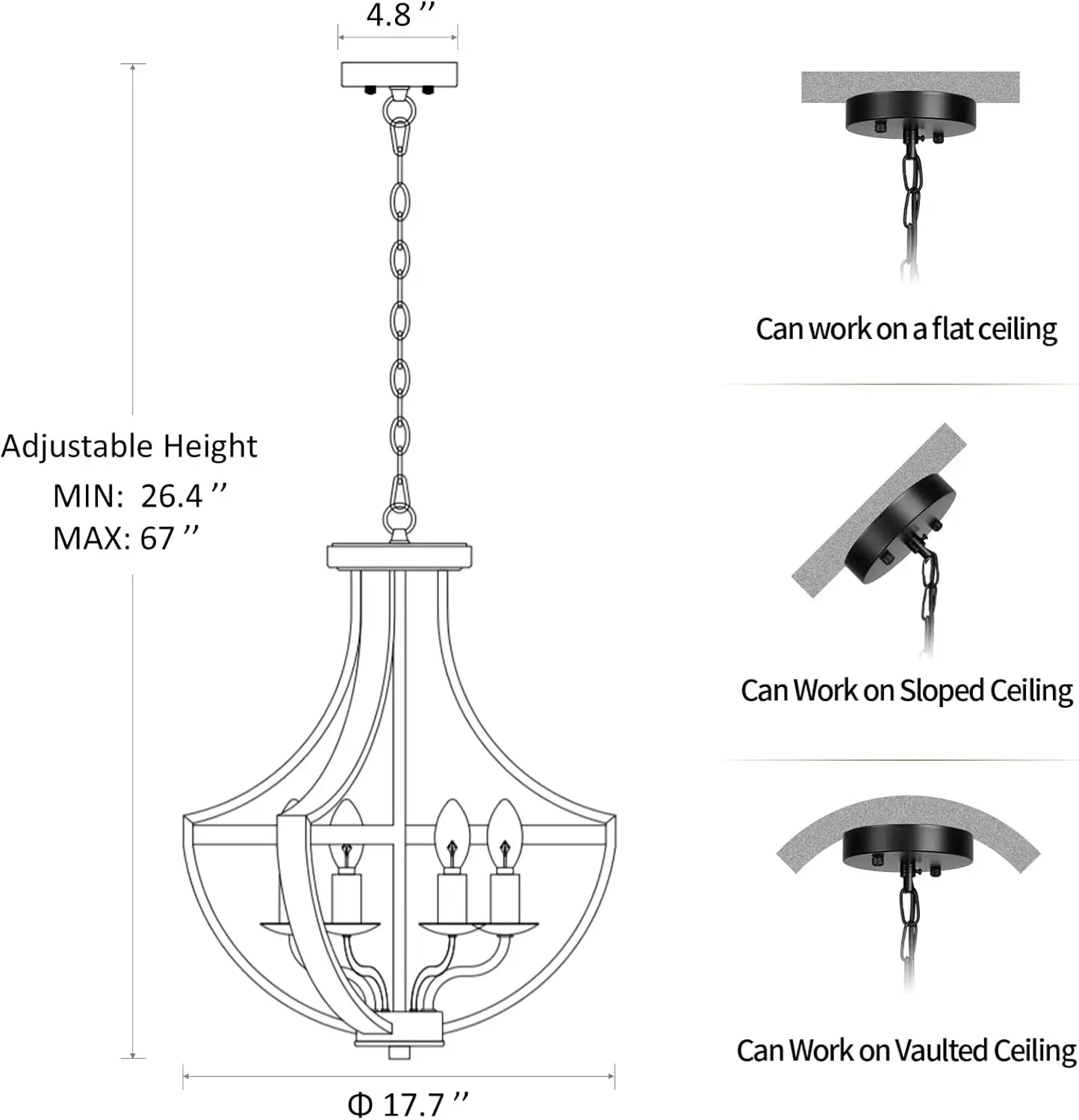 Lámpara colgante rústica de altura ajustable para comedor, accesorio de iluminación de araña, 5 luces