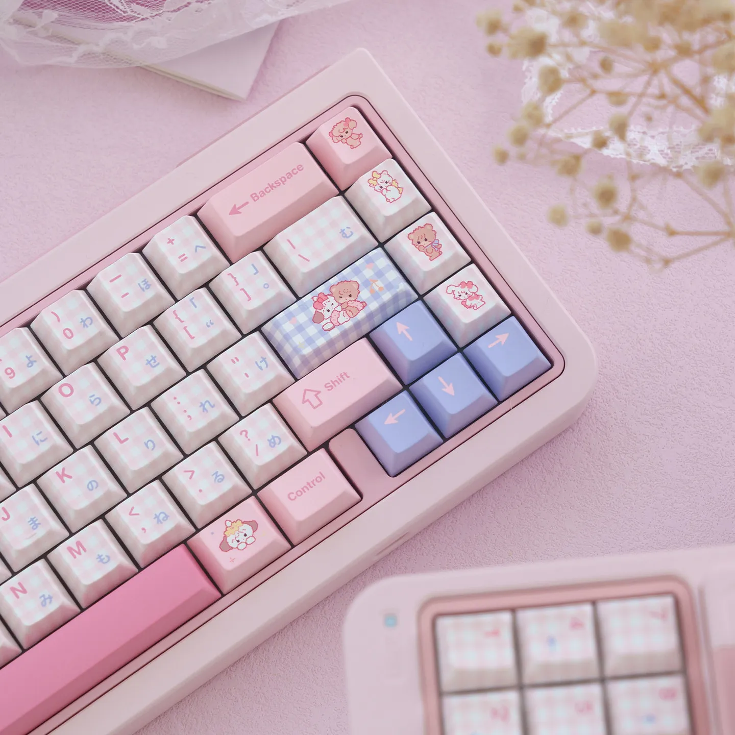 Pink Cute Keycaps Dye-sub Cherry profile/MOA PBT keycaps set Japanese key caps For MX 61/68/96/104 Mechancial keyboard view 6