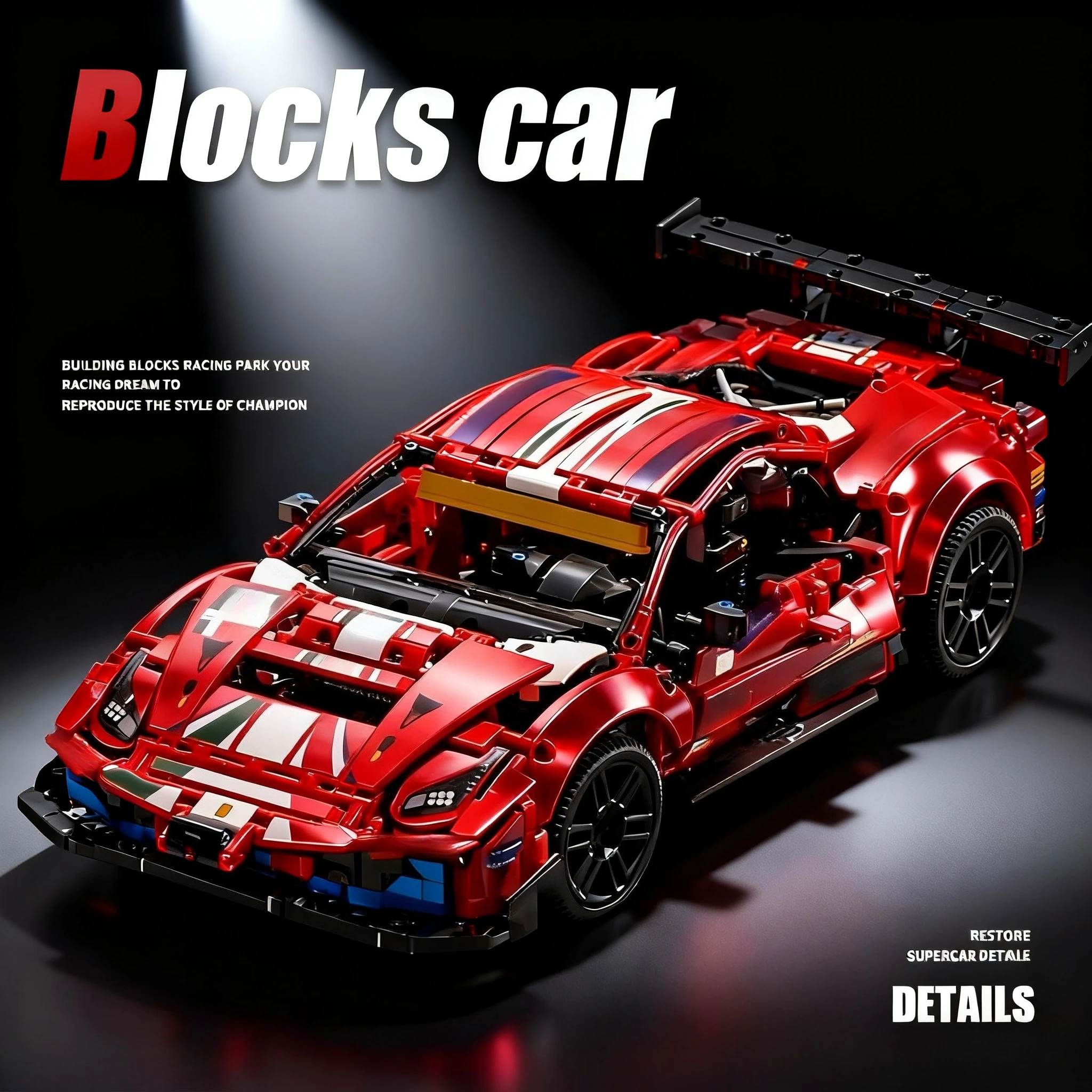 

The new 1684pcs 488 GTE Building Kit Super Racing Building Block Set 1:8 Scale Collection Model Brick sports car toy gift