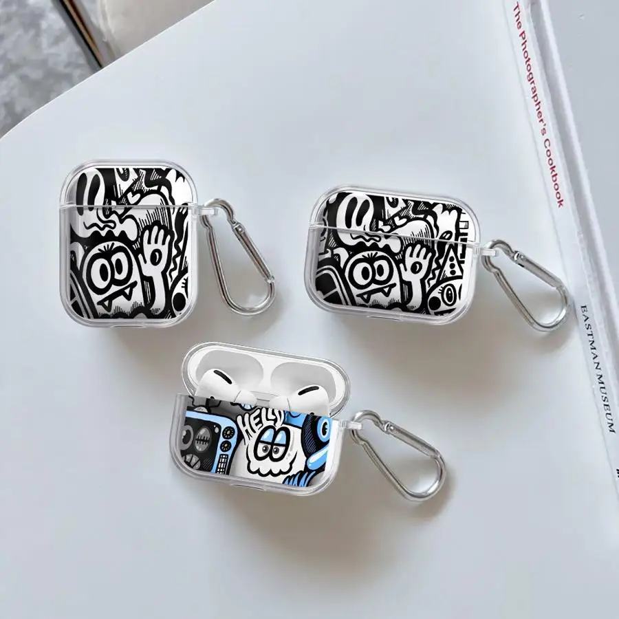 

Super Cool Black Graffiti Case For Airpods Pro2 Pro 3 2 Pro3 1 4 Clear Earphone Cases Cover