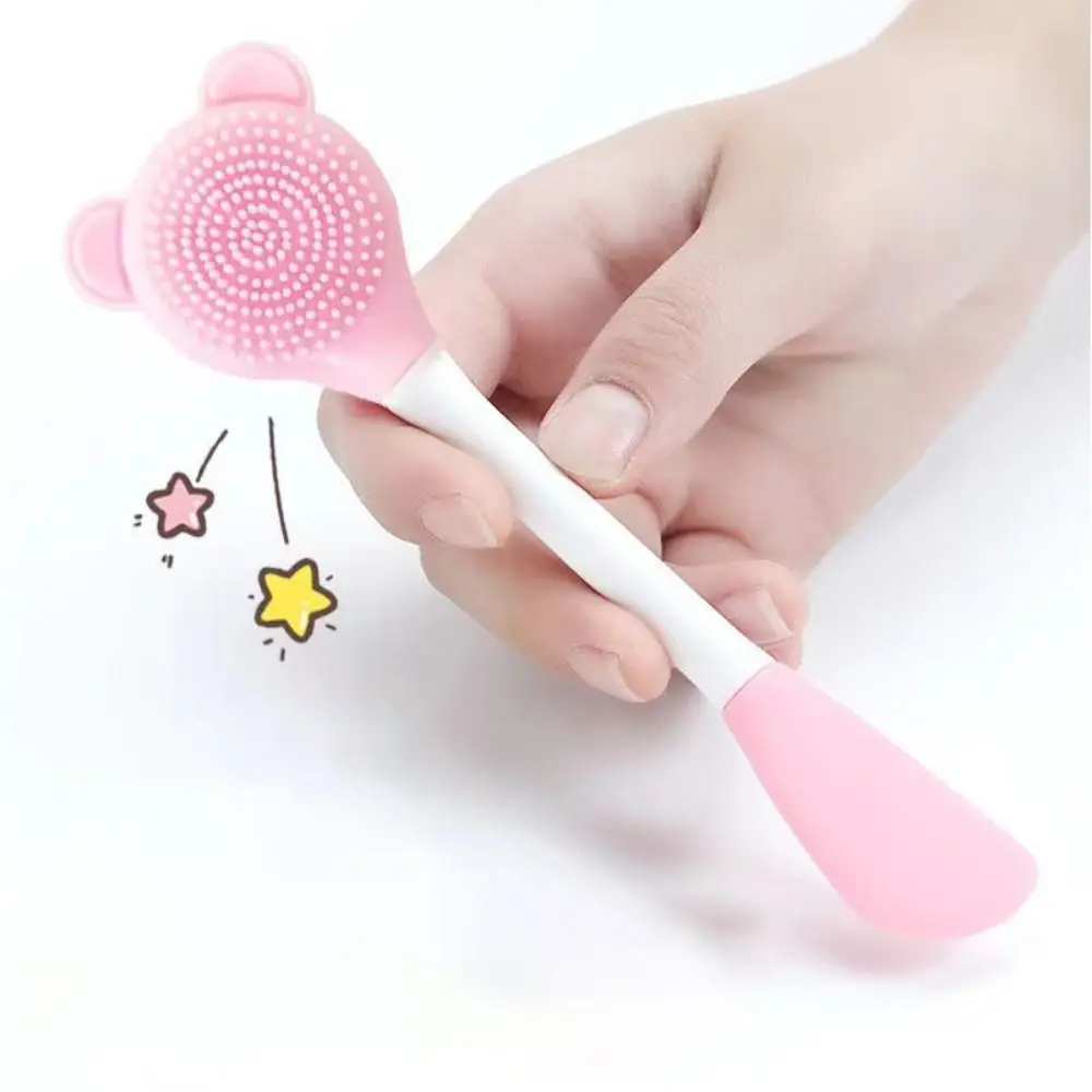 Brosse à double tête en silicone pour masque facial, applicateur, cuillère, spatule, anciers d'arrête, nettoyage de la peau du visage, outils de maquillage à domicile, soins pour femmes