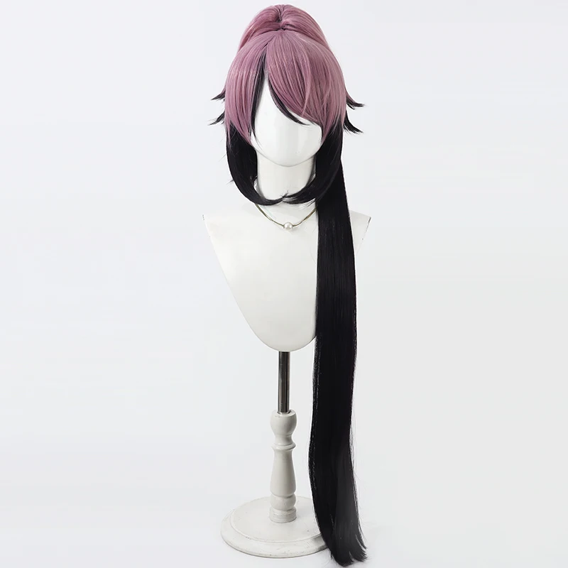 Fudou Yukimitsu Cosplay Wig Touken Ranbu Purple Black Ponytail Synthetic Hair Heat Resistant Halloween Role Play + Wig Cap - view 2