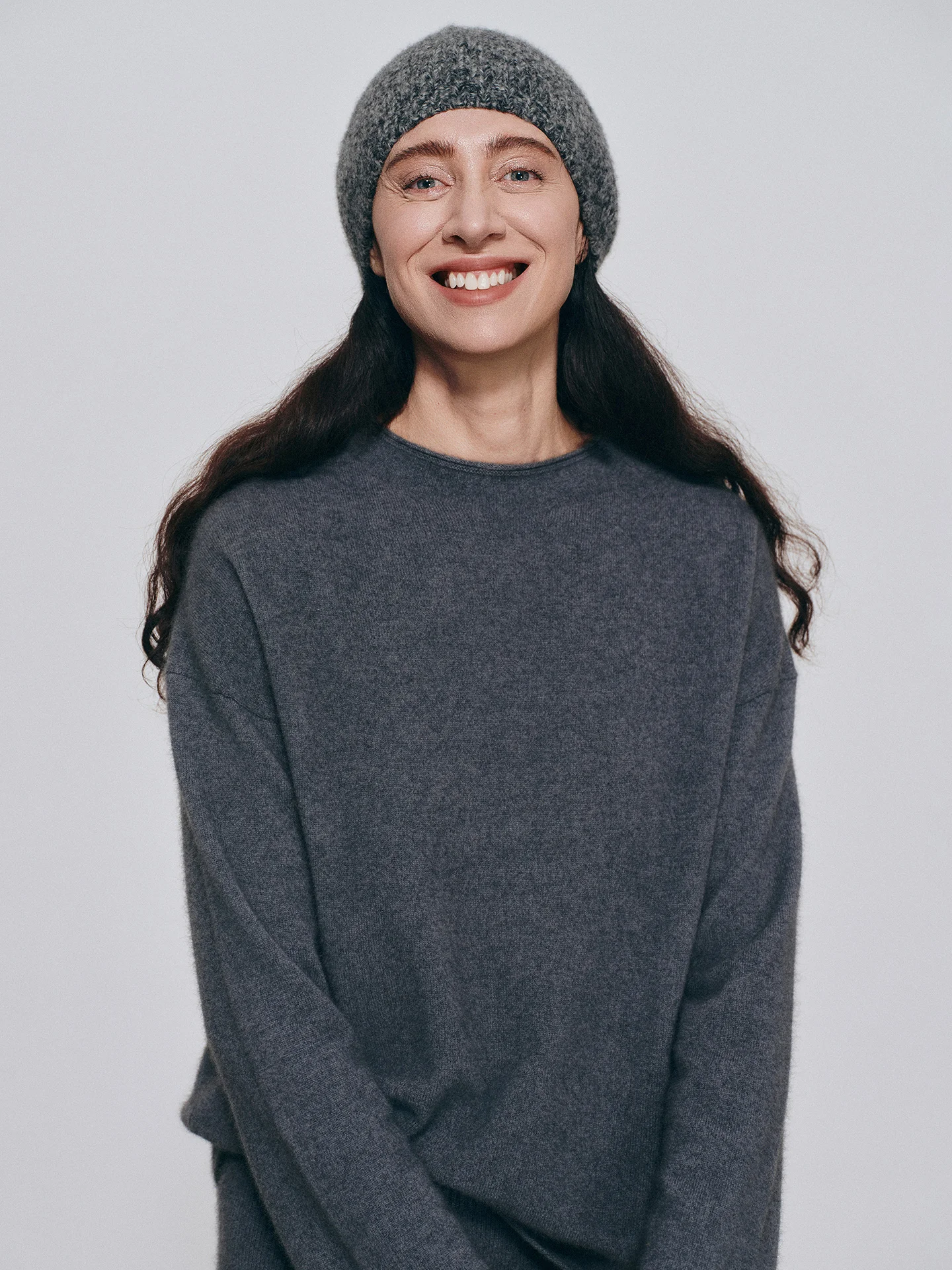 

Lazy Feel Loose Knitted Sweater Upade Version New Zealand Broom Tail Possum Fur Cuffed Sve Long Wool Blend Casual Sle