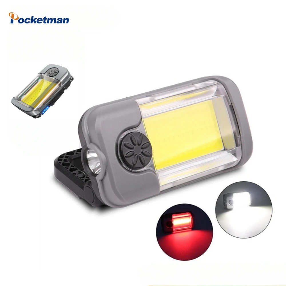 Multifunction Work Light COB with Magnetic Lighting Rechargeable Flashlight Power Bank Floodlight Auto Repair Lamp for Camping