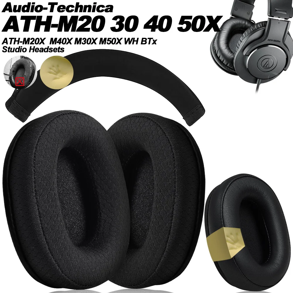 Replacement for Audio-Technica ATH-M20X  M40X M30X M50X WH BTx Headband Ear Pads Earphone Cushions Headphones Protein Earmuff