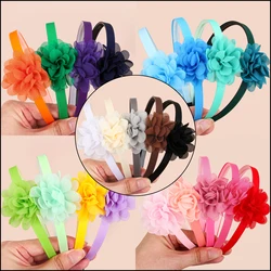 4/5pcs Chiffon Flower Headbands Plastic Teeth Hairbands Girls Headbands Floral Headband Children Kids Hair Accessories