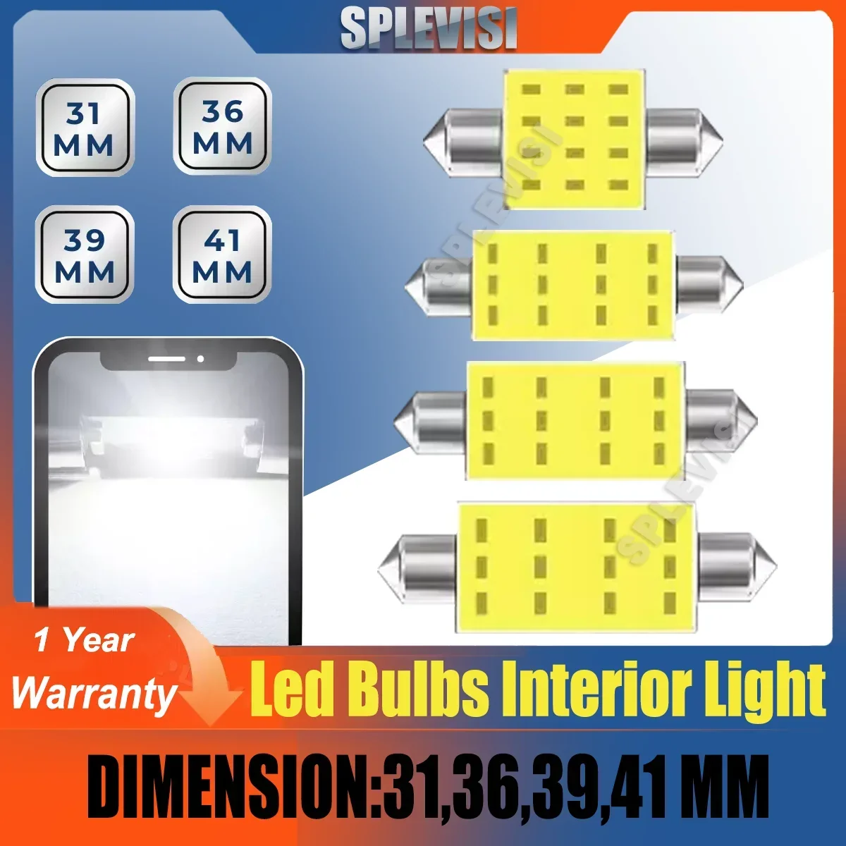 

10 Pcs C5W Led White Car Festoon Light Bulbs Cob Smd Interior Lamp Canbus Error Free Xenon 239 bulb 12v 31-41mm