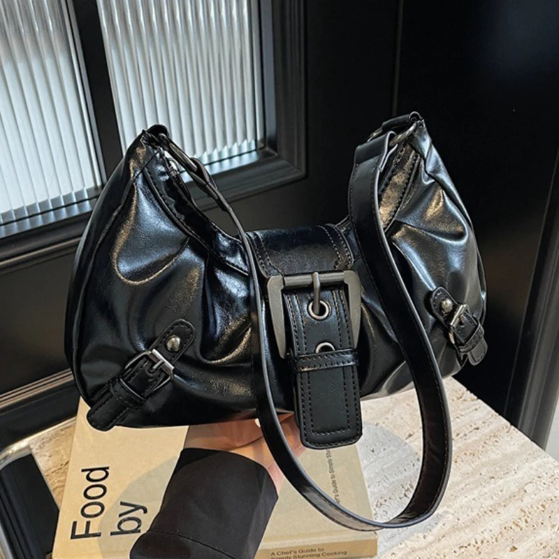 Y2K Retro Pleated Hobo Shoulder Bag for Women Hot Selling Maillard Style Underarm Bag Clutch Handbags for Travel Work Shopping