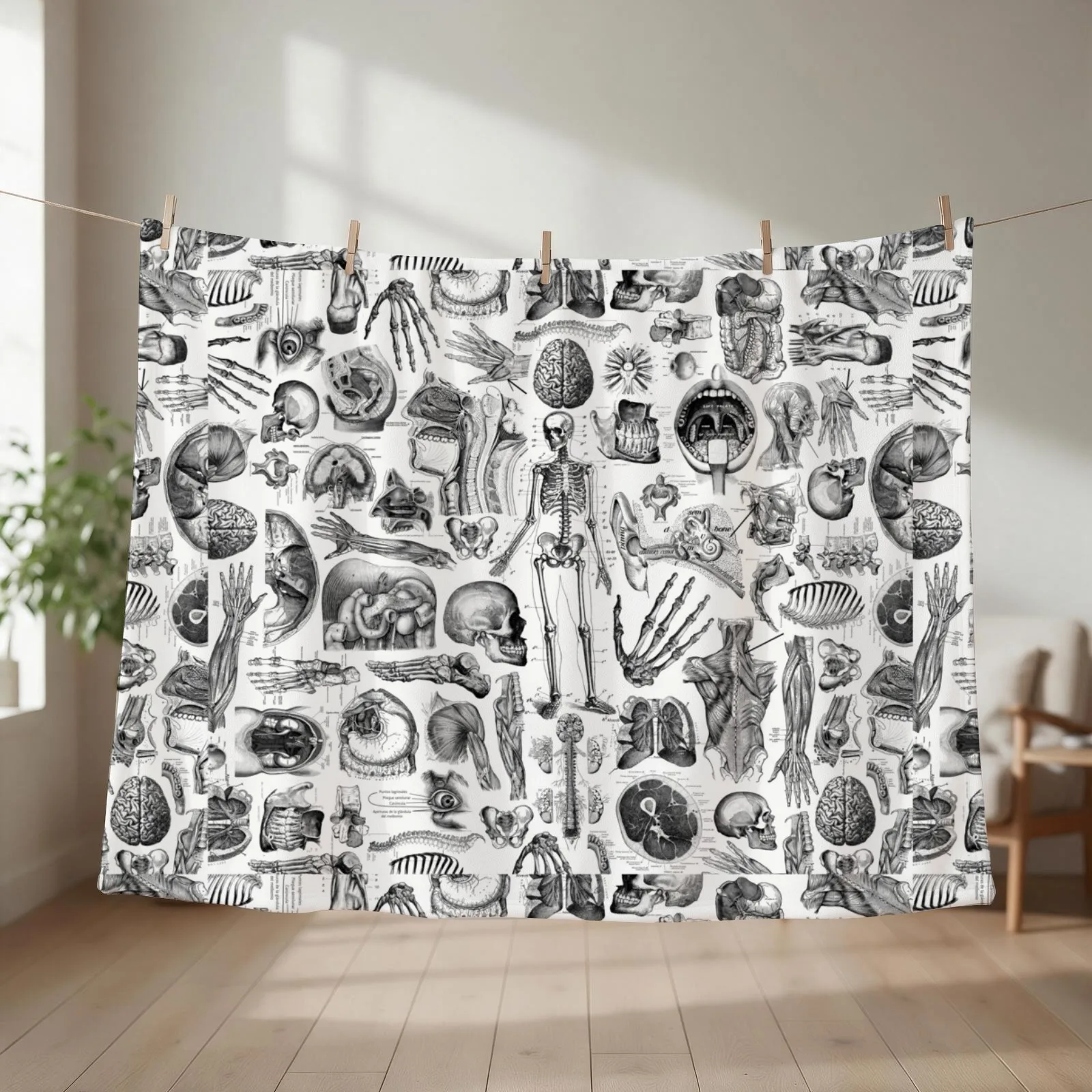 Human Anatomy White Print Throw Blanket Blankets For Sofas Cute Sleeping Bag Luxury Brand Blankets