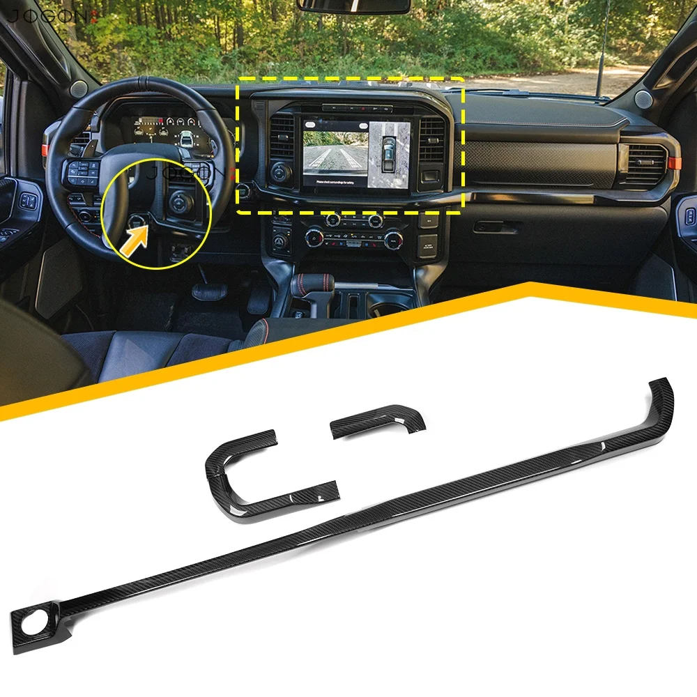 For Ford F150 Raptor Lariat XL XLT STX 2024 2025 2026 Console Dashboard Bottom Strip Cover Carbon Fiber Interior Accessories