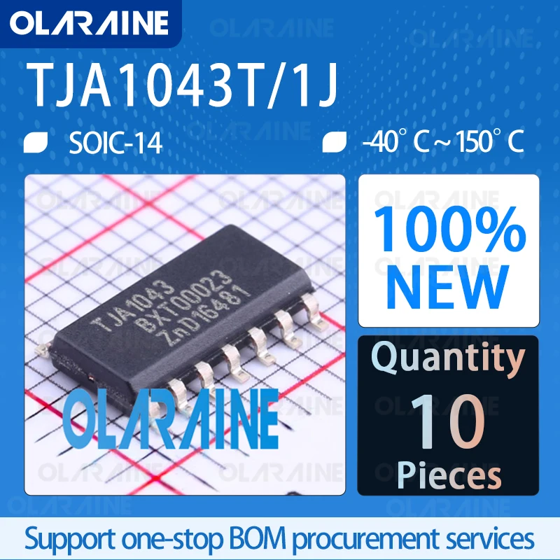 

10Pcs TJA1043T/1J SOIC-14 100%New CAN interface integrated circuits IC chip circuit controller switch processor sensor olaraine