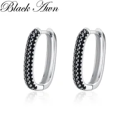 Black Awn 2024 New Square Circle Hoop Earrings For Women Shiny Cubic Zircon Earring Trend Party Jewelry Couple Gift  I267