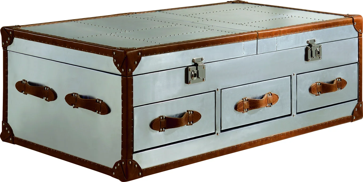 Luxury Industrial Aluminium Chair Loft Style Vintage Sideboard Cabinet Trunk Large Retro Aviator Cabinet