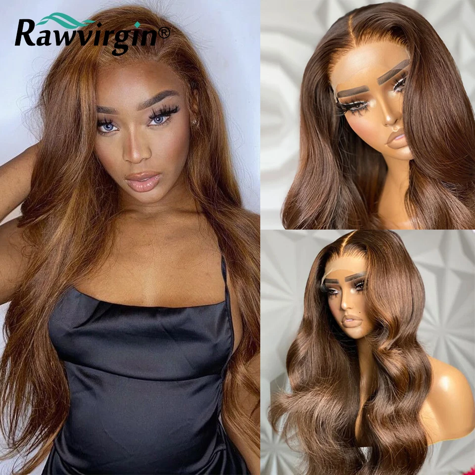 Chocolate Brown Colored Body Wave 13x4 Lace Front Wig Transparent Lace Frontal Wig Brazilian Virgin Human Hair Wigs For Women