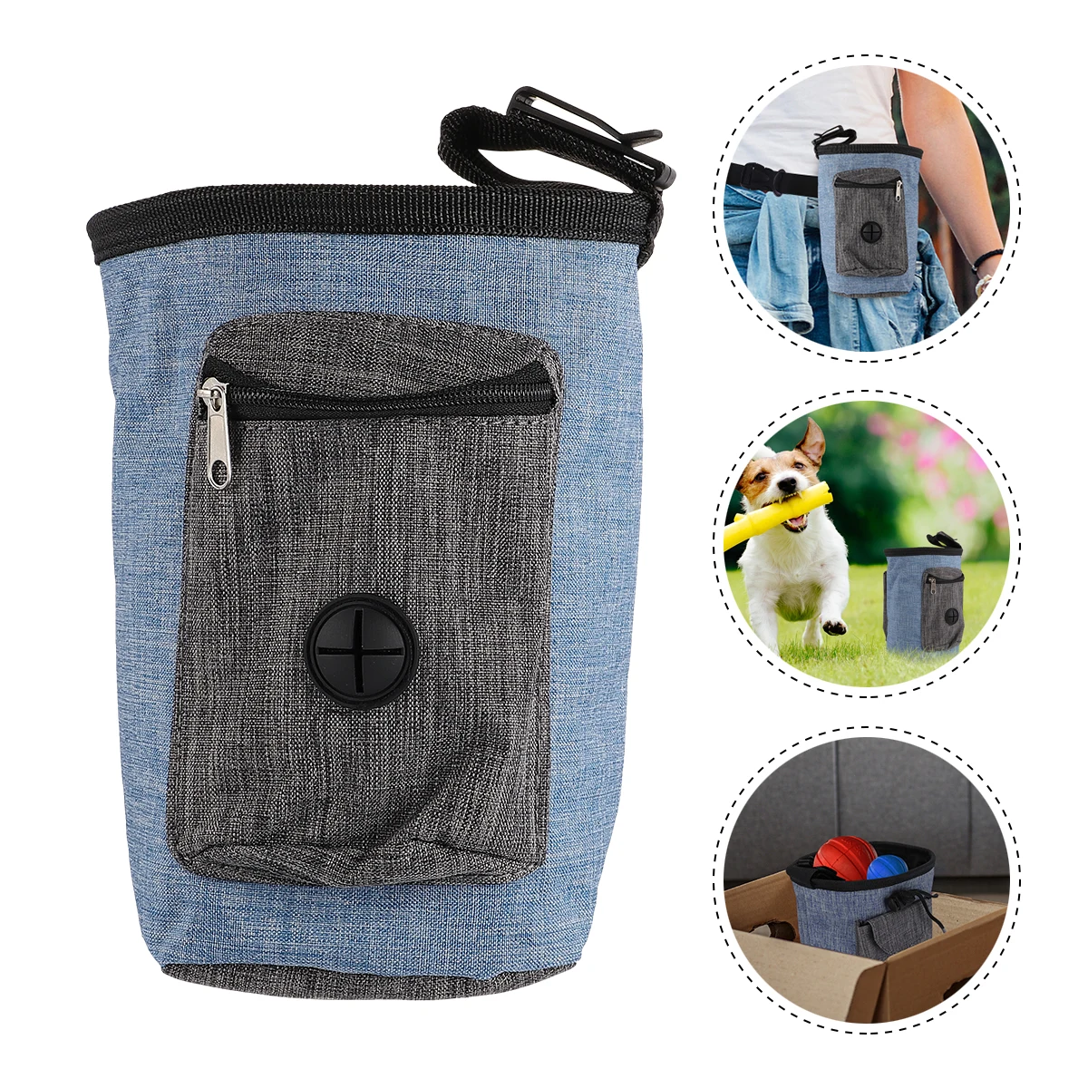 Bolsa de entrenamiento para golosinas para perros, bolsa para caminar, gran capacidad, cremalleras reforzadas duraderas, cinturón ajustable adecuado