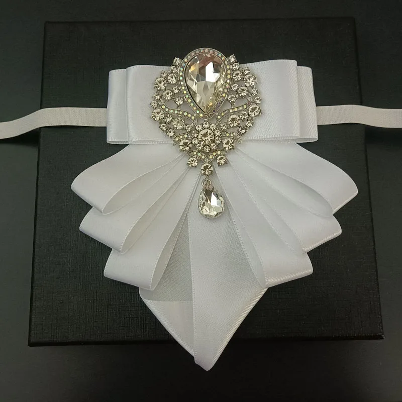 الرجال ربطة العنق اليدوية المجوهرات الأصلية البريطانية الفرنسية الأعمال مأدبة الدعاوى قميص اكسسوارات الزفاف حجر الراين طوق الزهور #4