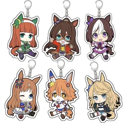 Hot Anime Pretty Derby Cartoon Cute Acrylic HD Figure Keychain Gift Grass Wonder Mejiro Bright Tokai Teio Mayano Series About6cm