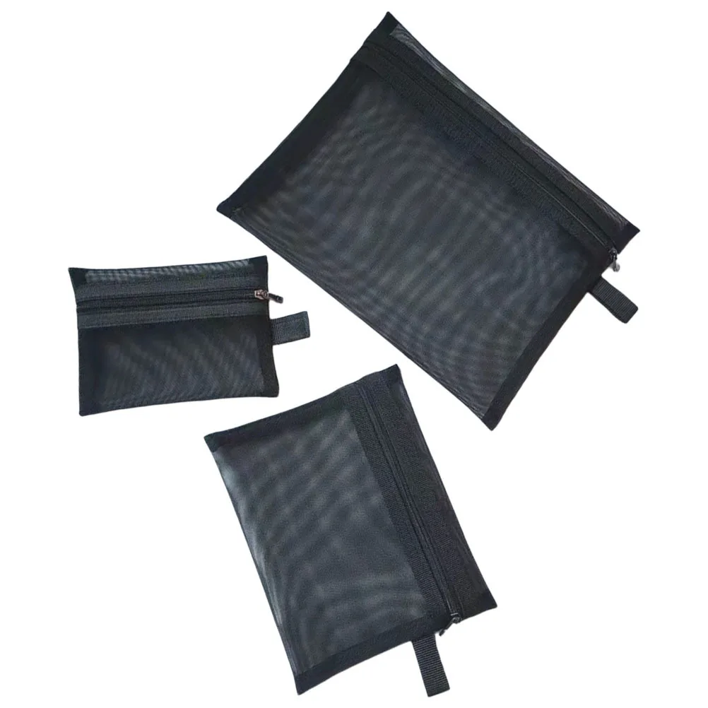 

3Pcs Portable Makeup Bag Mesh Zipper Pouch Set for Travel Large Capacity Organizer Small Storage Bags for Women