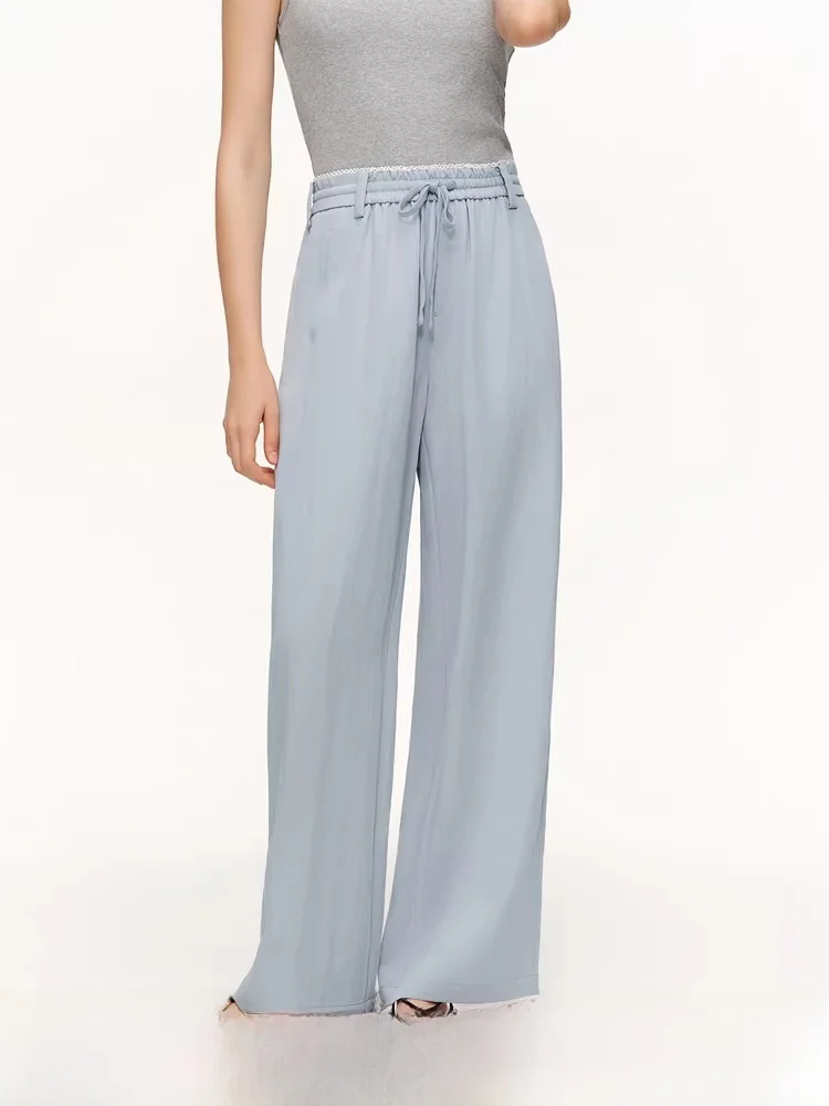 

Повседневные женские брюки с эластичным поясом на шнурке, весна 2026, новые, прямые, стройнящие, для отдыха, модные, женские, пр...