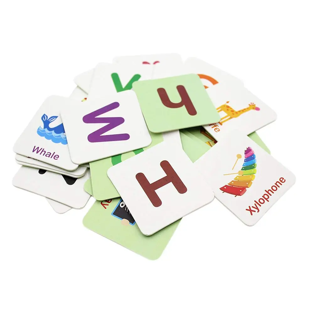 QWE-Anti-Tear Flash Cards Learning Alphabet Puzzle Cards, Matching Puzzle Cognitive Early Educational Learning Toys Mental Stora