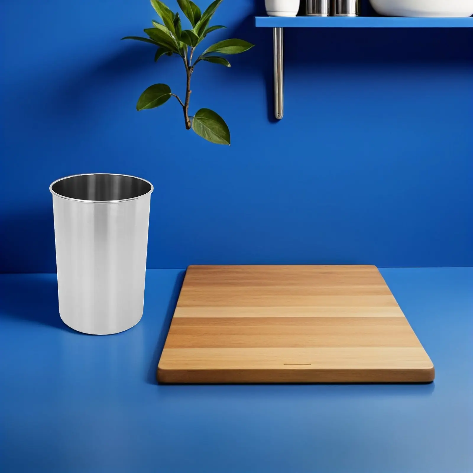 

Stainless Steel Built-in Countertop Trash Can Embedded Kitchen Garbage Bin Compact Metal Waste Basket Indoor Cabinet Kitchen