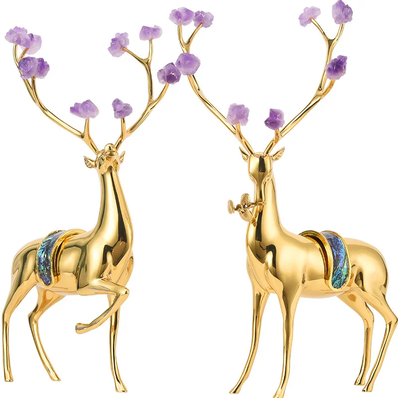 Brass deer ornaments Light luxury high-end fortune making crafts Living room porch Wine cabinet TV cabinet Decoration new house