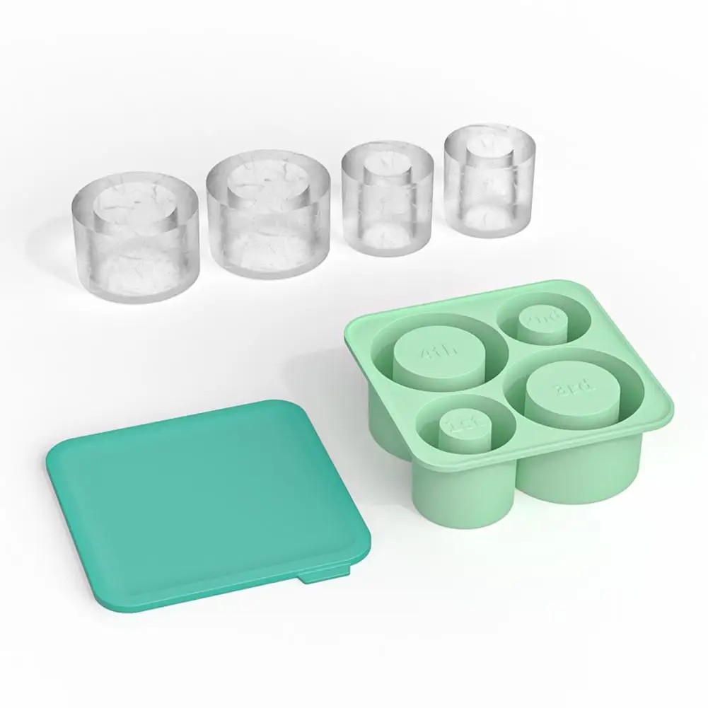 Reusable Ice Cube Tray Bpa-free Ice Cube Tray with Lid for 20/30/40oz Tumblers 4 Cavities Cylinder Ice Ball Maker for Summer