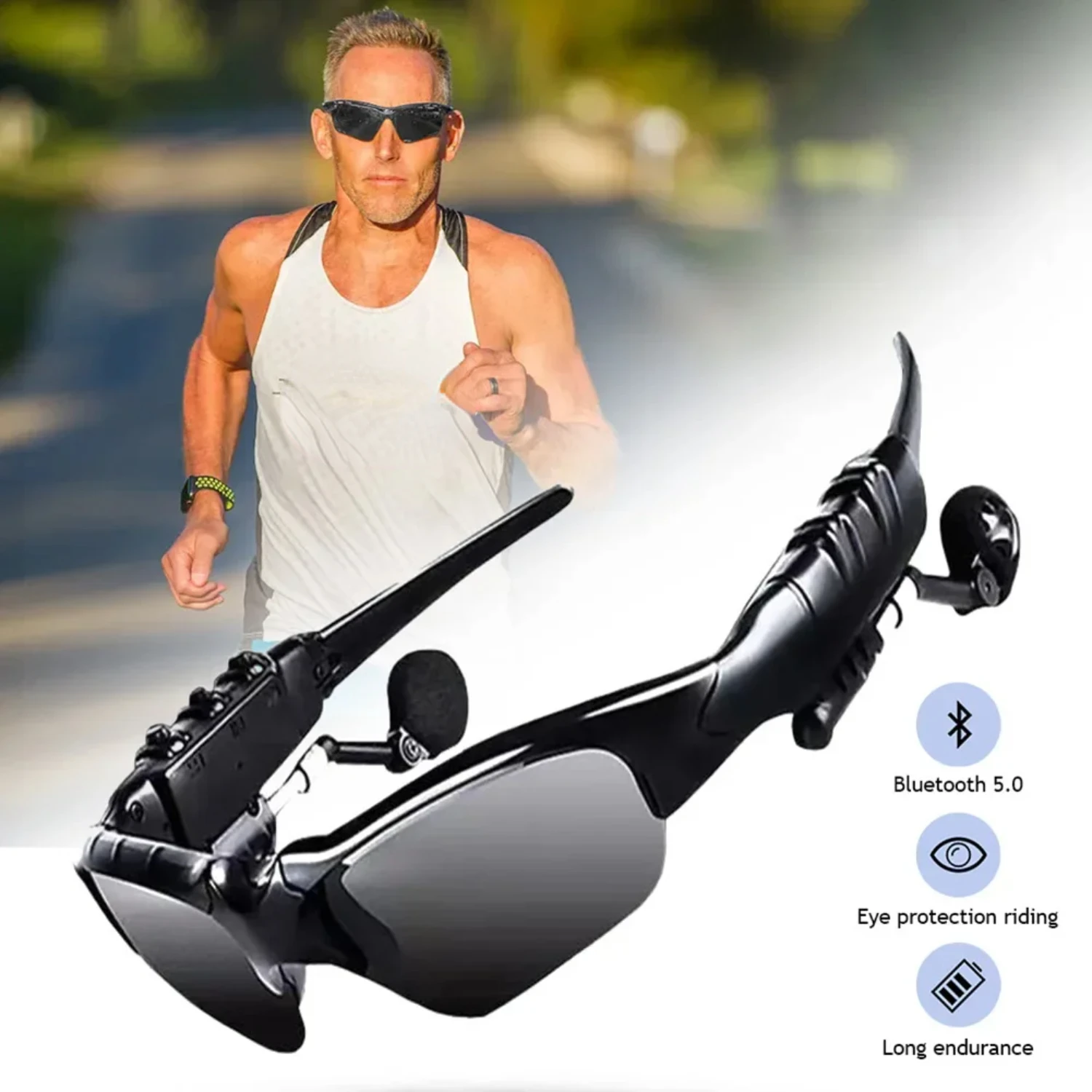 

5.0 Smart Bluetooth Audio Glasses Outdoor Sports Cycling Surround Sound Headphones Listen To Music Call Polarized Sunglasses