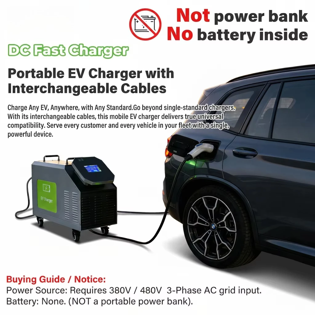 20kw Portable EV Fast Charger GBT High Quality OEM ODM 480V 3 Phase AC Power Input Electric Vehicle Mobile Charging Station