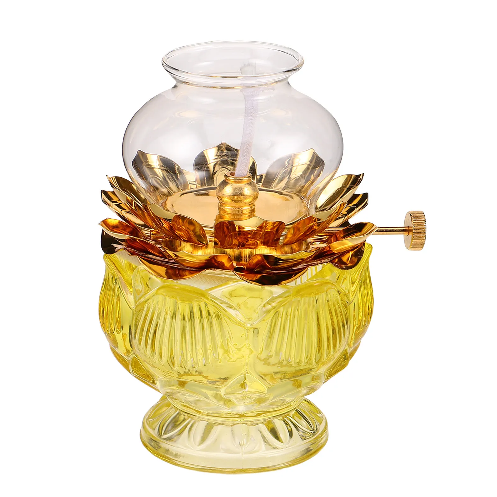 

Emergency Lamp Lighting Glass Oil Decorative Hurricane Buddha Lantern Lotus