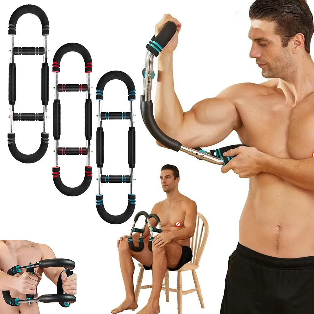 Adjustable Arm Trainer with Foam Handle Shoulder Muscle Training Equipment U-Shaped Twister Arm Exerciser for Home Office