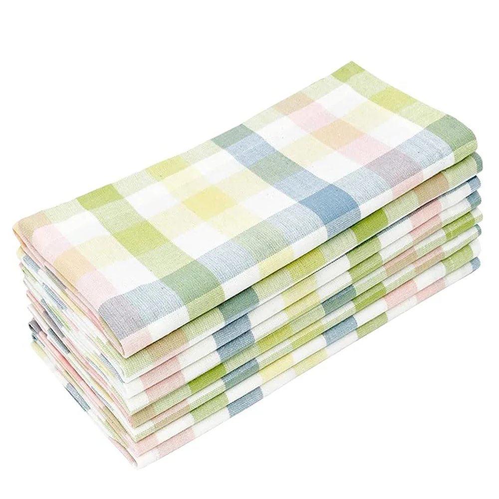 

Gingham Buffalo Plaid Check Napkins - Spring Easter Bunny Pastel Luncheon Dinner - Set of 8 - Pure Cotton - Reusable Washable