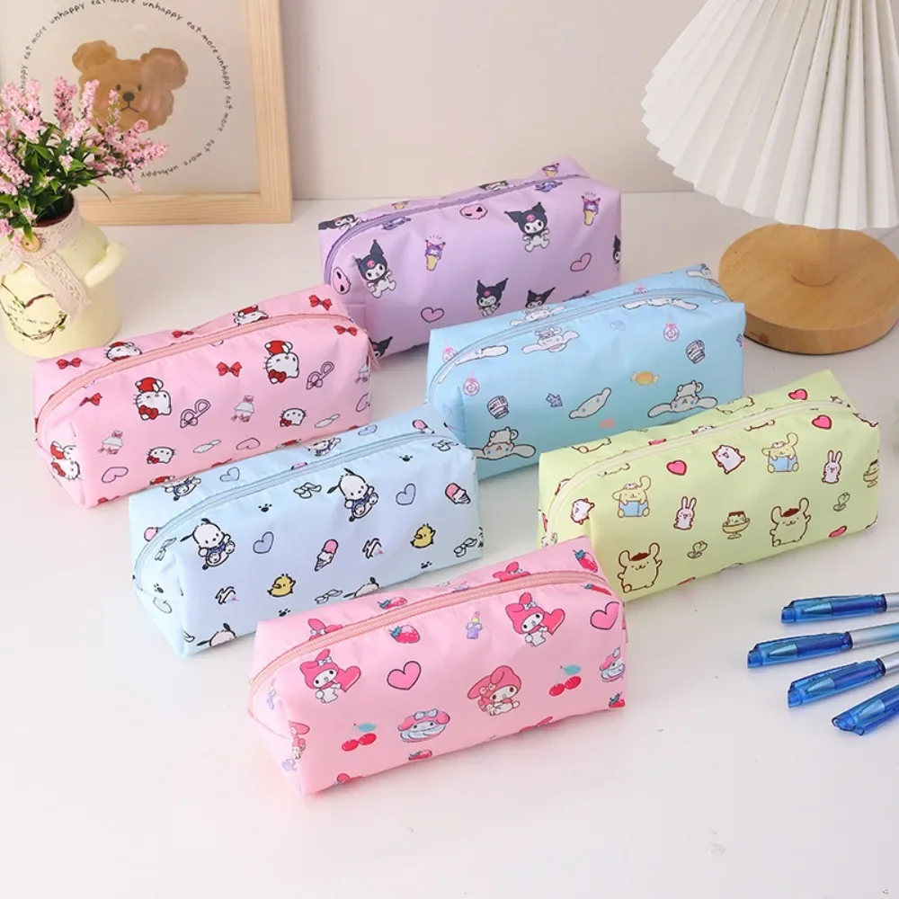 

Anime Sanrio Kawaii Cute Cartoon Hello Kitty Kuromi Large Capacity Multifunction Pen Bag Pupil Stationery Storage Bag Gift