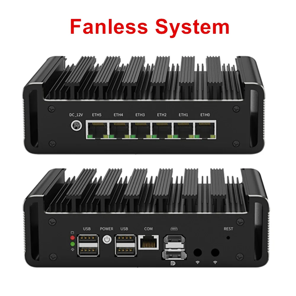 Topton 12th Gen Intel N100 Fanless Mini PC 6x2.5G i226-V DDR5 NVMe RJ45 COM Firewall Industrial Computer pfSense OPNsense Server