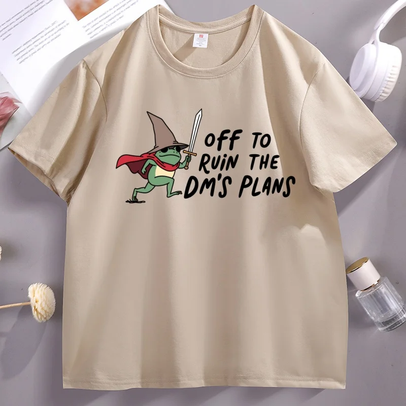 Funny DnD T Shirt Funny Frog Meme Wizard Knight Cat T-Shirt Men Women Off To Ruin The DM's Plans T-shirts Men Women Streetwear