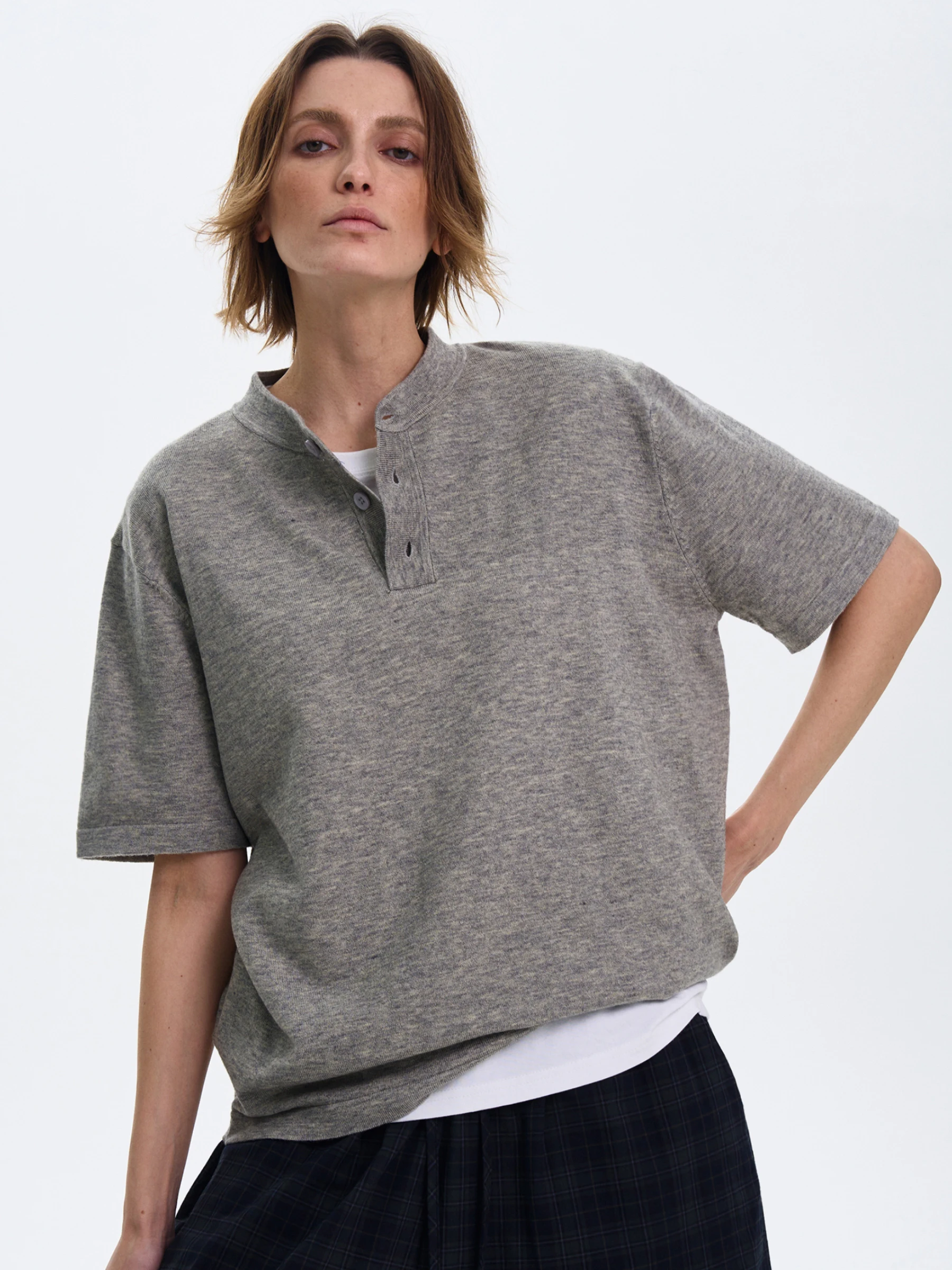 

Мужская трикотажная футболка MADWITCH American Sle Cleanfit с коротким рукавом, в стиле ретро, с воротником хенли, летняя, базовая, однотонная