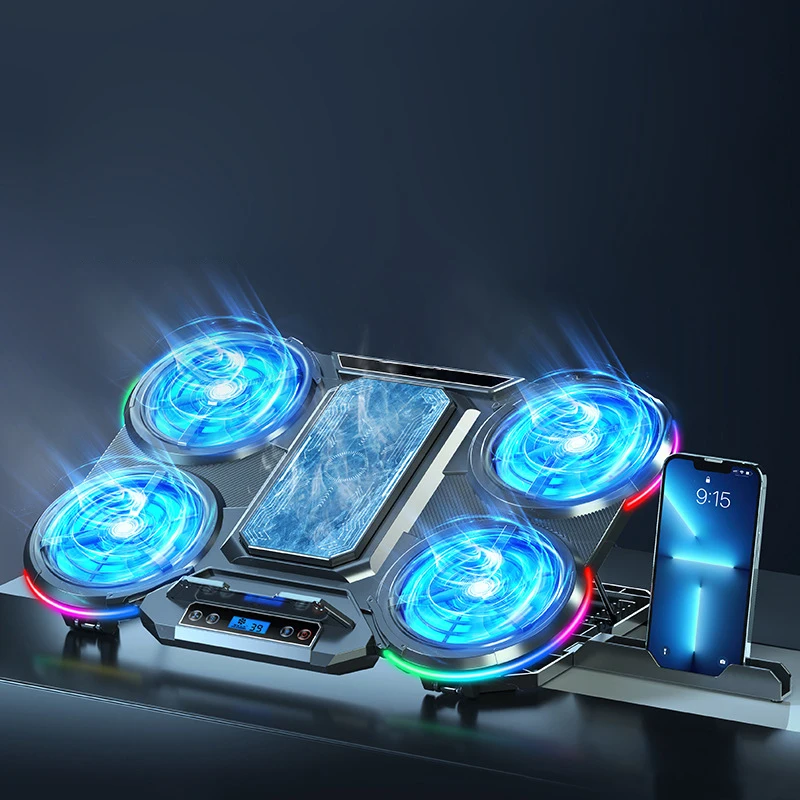 Laptop Cooler with Semiconductor Cooling and RGB Ambient Lighting; Cooling Pad; Compatible with 14–21-inch Laptops