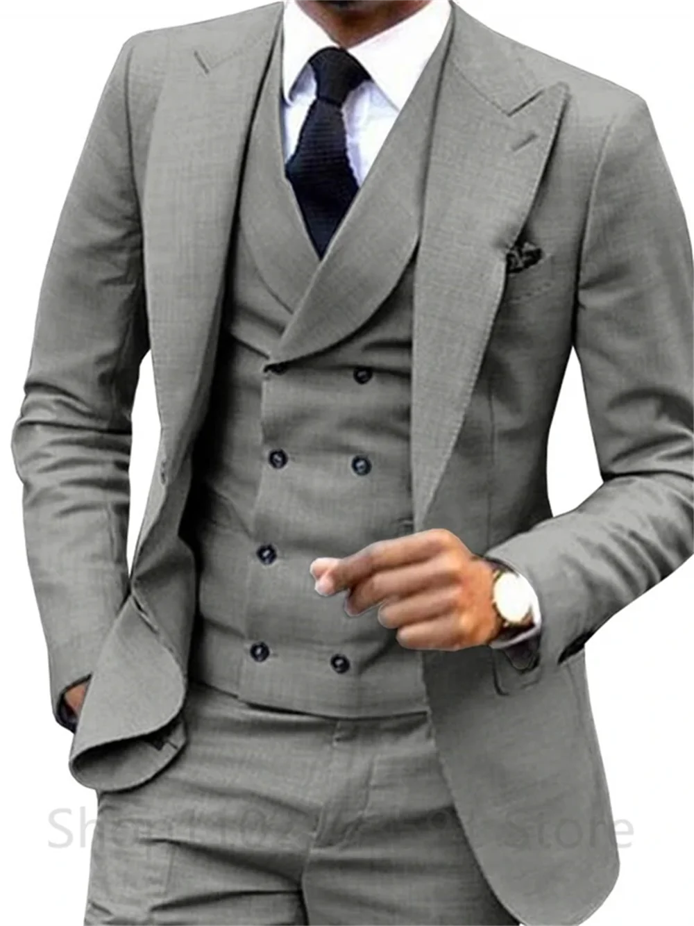 3 Piece Men Wedding Suit Prom Dress  Jacket+Pants+Vest Business Men Suit Set Slim Fit Groom Tuxedo Male Blazer British Style