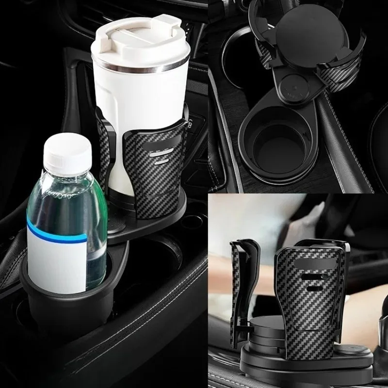 Dual‑Slot Double‑Layer Car Cup Holder Multi‑Purpose Vehicle Drink Stand Interior Storage Accessory