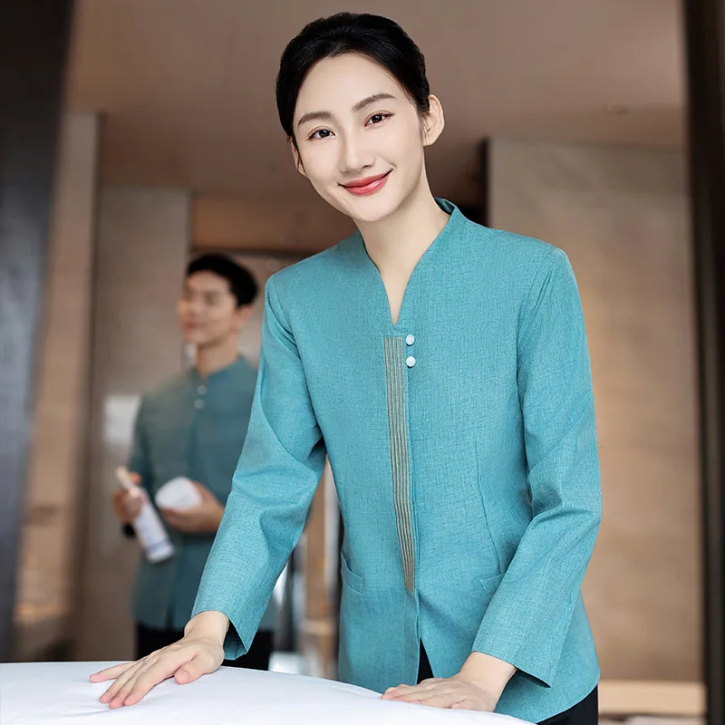 

Офисные здания, торговые центры, недвижимость, униформа для персонала по уборке гостевых комнат, рабочая одежда для официантов отелей с длинными рукавами для осени и зимы.