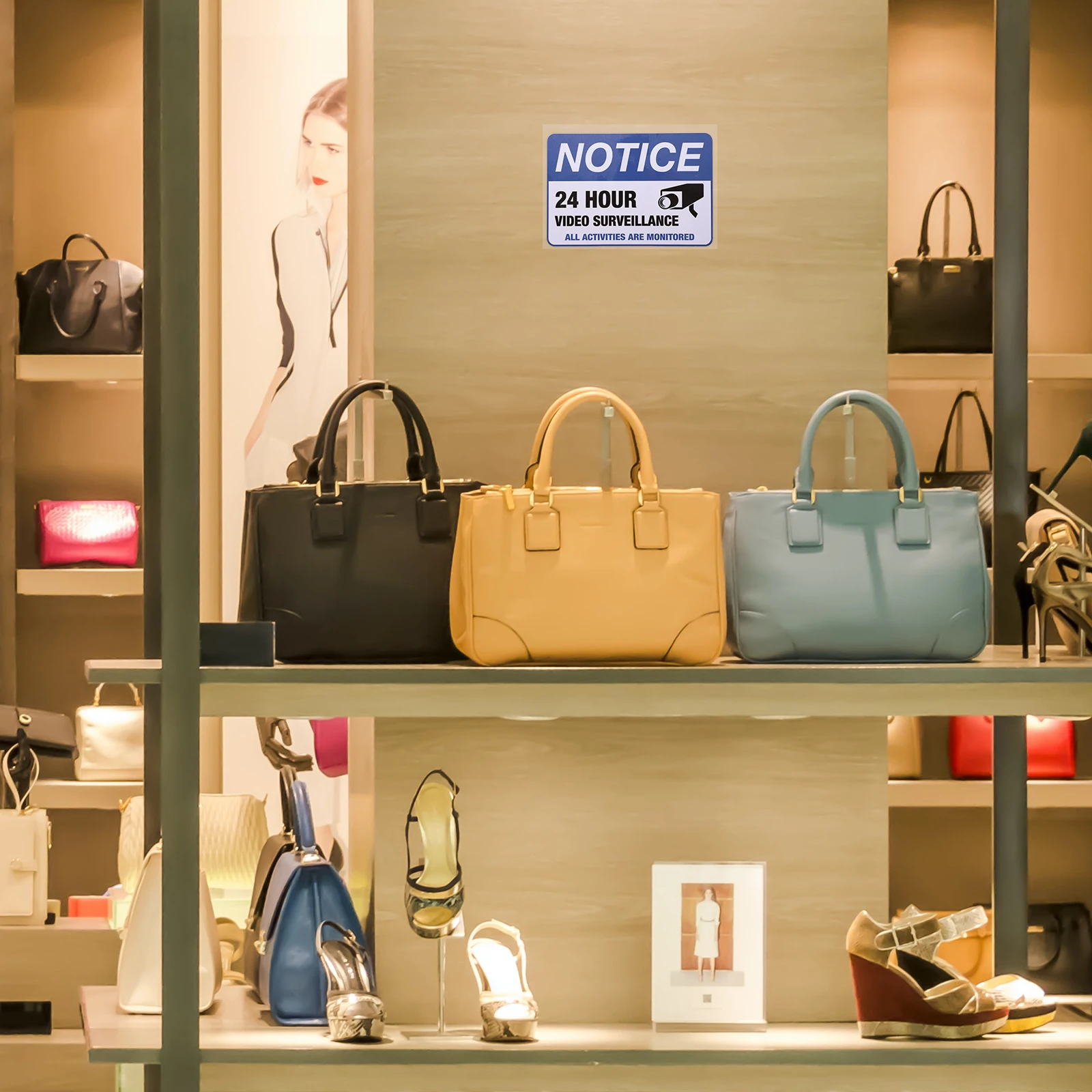 2Pcs Monitored Warning Stickers Premium Security Surveillance Video Decal for Public Places Shops Cars 24h Video Monitored