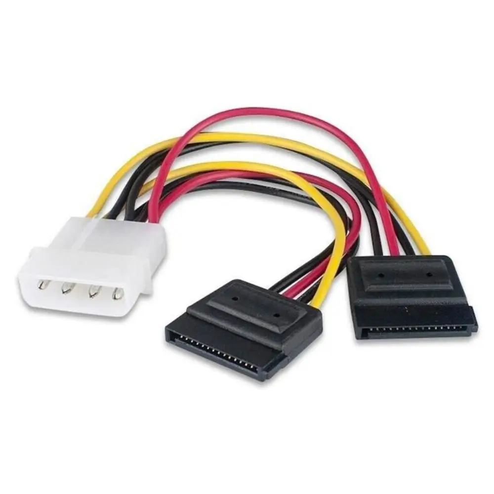 Dual Hard Drive Power Lead Splitter Y Cable, Adaptador Molex para SATA, 4 Pin de 15 Pin, 7.48 "Feminino