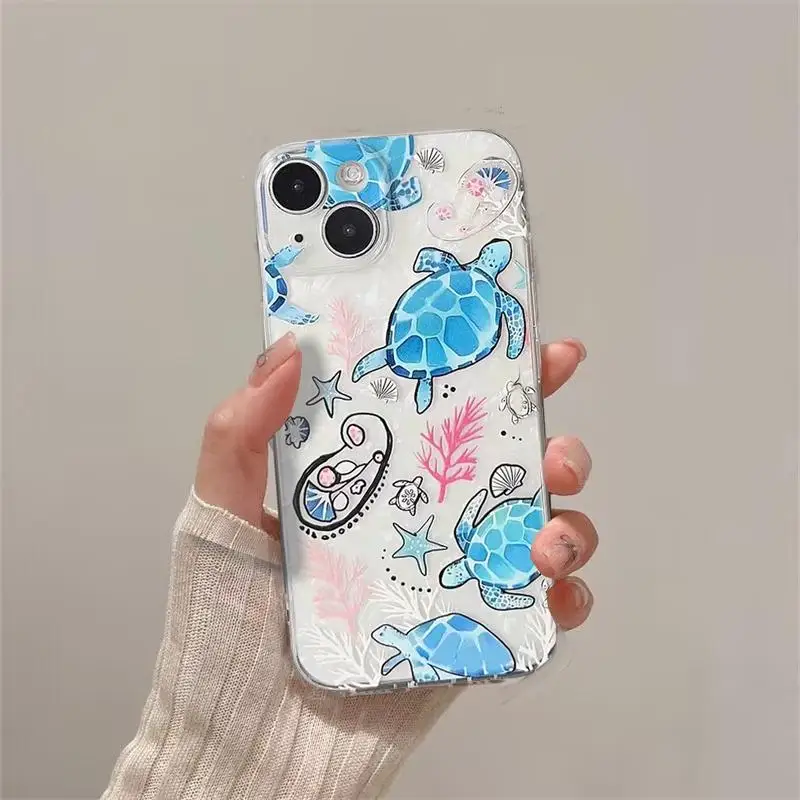 Ocean Animal Cute Turtle Print Phone Case for OPPO A38 A58 A78 A17 A18 A16 A15 A60 A76 A57 A77 A55 A54 A74 A52 A92 A94 A96 A53