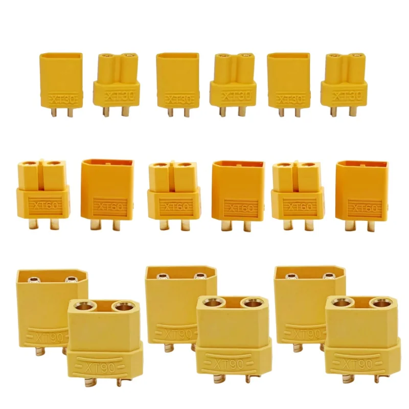 XT Series Connectors XT30 XT60 XT90 Male/Female Plugs, High Current Battery Connectors for RC Lipo Battery, Drone, Airplane, Car