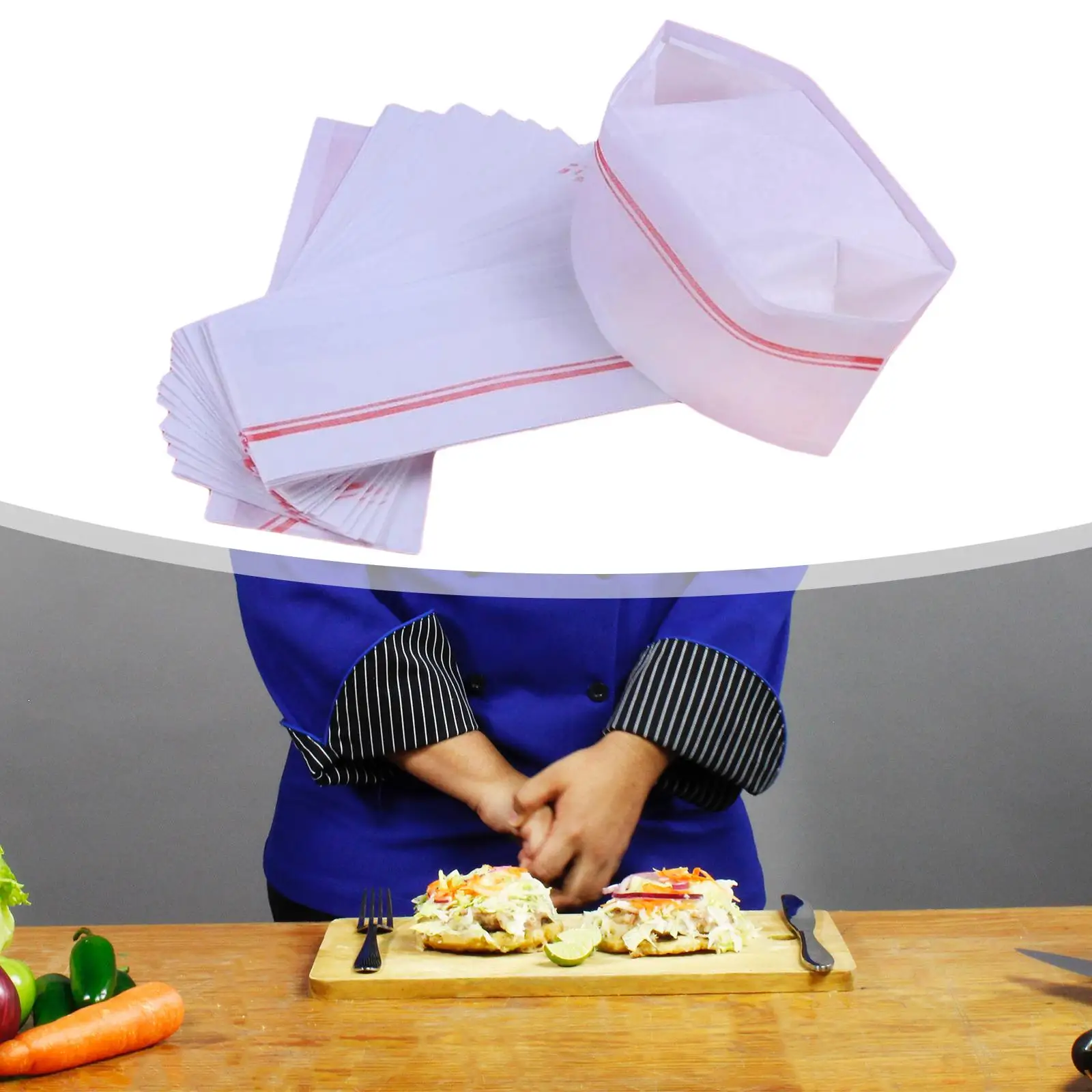 40Pcs Disposable Chef Hat Paper Caps for Restaurant School Party Food Service