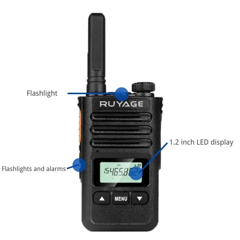 Ruyage-T2 Mini Walkie Talkie, Professional FM Transceiver, UHF Two Way Portable Clock Radio Station, Wireless